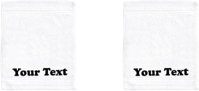 Personalize Your Towels with Custom Embroidery: Names, Monograms, and Initials. Perfect for Bathroom, Spa, Gym, Shower, Kids, Adults, Pool, Travel, Gifts, 2-Piece Wash Cloths Set - White