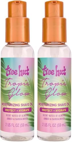 Tree Hut Mini Tropic Glow Moisturizing Shave Oil, 2 fl oz, Gel-to-Oil Formula, Ultra Hydrating Barrier for a Close, Smooth Shave, for all Skin Types (Pack of 2) by TreeHut
