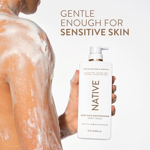 Native Moisturizing Body Wash, Clean & Gentle 24-Hour Hydration with Shea Butter, for Sensitive and Dry Skin, for Women & Men, Sulfate-free, Paraben-free, Cocoa Butter & Vanilla, 22 fl oz - Image 5