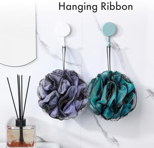 AmazerBath Charcoal Loofah Sponge, Shower Loofah 60g/PCS - Body Scrubber Loofa Set of 4 - Charcoal Blue, Green, Purple & Red, Bath Sponge for Men and Women (Pack of 3) - Image 6