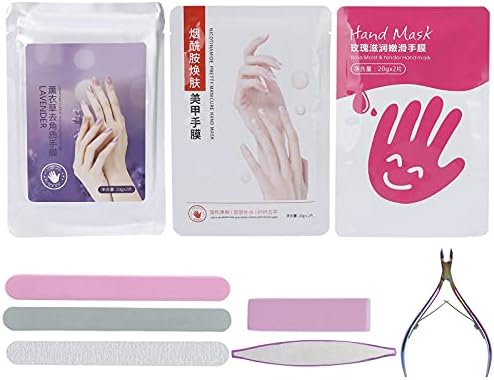 9pcs Skin Hydrating Exfoliating Hand Mask Nail File Cuticle Nippers Nail Art Tool Set by Unknown