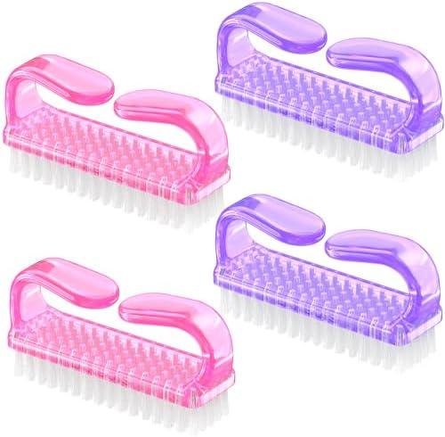 Larbois Handle Grip Nail Brush, Hand Fingernail Brush Cleaner Scrubbing Kit Pedicure for Toes and Nails Men Women (4 Pack) by Larbois