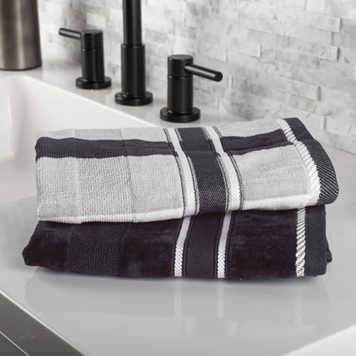 Lavish Home Bathroom Towels Set, Bathroom Accessories, Charcoal, Set of 6 - Image 7