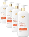 Dove Serum Body Wash Glow Recharge illuminates & Exfoliates skin with brightening Vitamin C Serum 18.5 Fl Oz (Pack of 4) by Dove