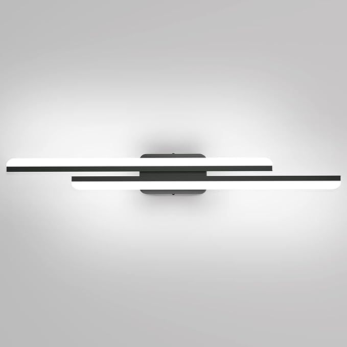 Ralbay 40" LED Black Vanity Light 40W Frosted Aluminum Modern LED Black Bathroom Vanity Light Fixtures Over Long Mirror LED Modern Bath Lighting 6000K White Light