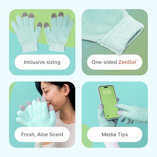 ZenToes Moisturizing Gloves for Dry Hands, Media Tips, Fuzzy, 1 Pair - Image 3