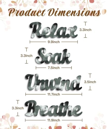 Putuo Decor 4PCS MDF Bathroom Wall Decor Relax Soak Unwind Breathe Signs, Black Gray Spa Wall Art Set for Bathroom Bedroom Laundry Room Yoga Room Home Gift - Image 2
