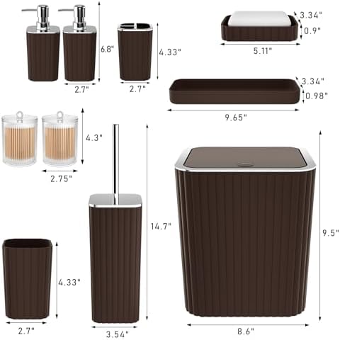 XLHOMO Bathroom Accessories Set - 10PC Gorgeous Brown Bathroom Set - Image 3