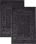 Superior Heavyweight Cotton Bath Mats, Bath Rugs For Bathroom Accessories, Washable Rug For Shower, Bath, Toilet, Modern Decor, No Backing, Luxury Hotel And Spa Quality, Set of 2, 22" x 35", Black by SUPERIOR