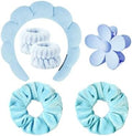 Spa Headband Set Washing and makeup sponge hair hoop suit bath towel cloth for cleaning the face or bath beam. (Blue, Average code) by Pezlun