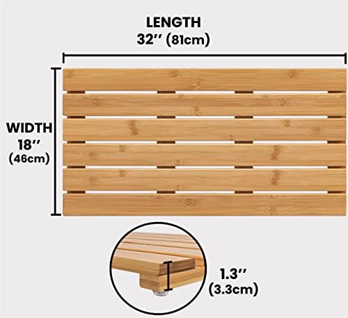 ZPirates Bamboo Bath Mat - Large, Long - Comes with Soap Dish - Non Slip Wooden Bathmat for Bathroom and Sauna Floor - Image 4