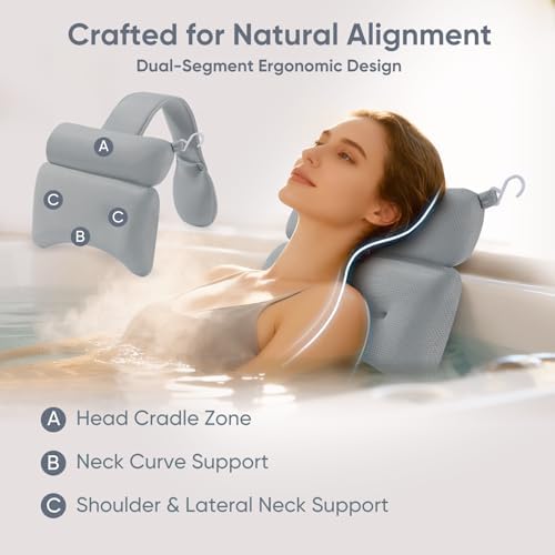2-Pack Dual-Section Pillows (Grey) for Hot Tub, Spa, Bathtub & Pool - Image 4
