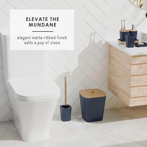 Clara Clark Bathroom Set - Navy Blue Bathroom Accessories Set, 6PC Bathroom Accessory Set, Bathroom Sets with Toilet Brush, Trash Can & Soap Dispenser - Image 6