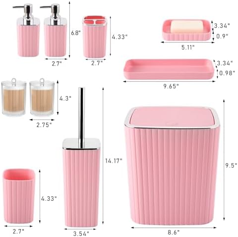 XLHOMO Bathroom Set - 10PC Gorgeous Pink Bathroom Accessories Set - Image 3