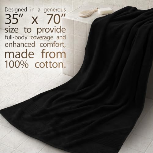 Cotton Paradise 100% Cotton Turkish Towel Set, Soft Absorbent Quick Dry, 2 Piece 35x70 Bath Sheet Set, Coal Black - Image 2