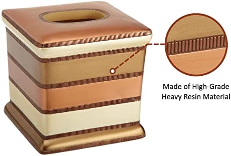 Zahari Home 2pc Contempo Luxury Bath Accessories Set Waste Basket & Tissue Box Modern Classic Contemporary Decorative Beautiful Designs Stylish Bathroom Accessories Set - Image 6