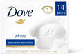 Dove Beauty Bar Gentle Cleanser for Softer and Smoother Skin with 1/4 Moisturizing Cream White More Moisturizing than Bar Soap, 3.75 oz, 14 Bars by Dove