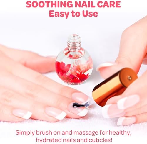 JIASHENG Cuticle Oil, Strawberry Nail Oil Infused with Real Flowers 15ml - Image 4