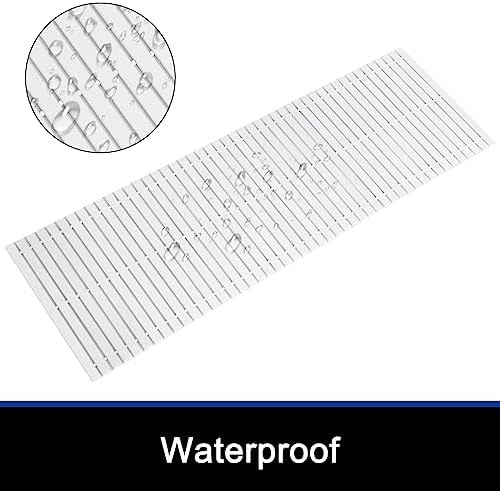 Bath Mat Bathroom Runner Long Large Rugs Floor Wood Shower Bathtub Waterproof Non Slip Accessories 16x48 Inch Easy to Clean, White, 1 pc - Image 2