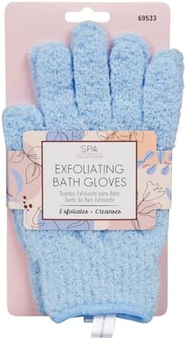 Cala Spa Solutions Exfoliating Bath Gloves, Blue, Stretchable Fiber, 1 Pair - Image 2
