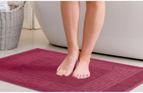 Superior Heavyweight Cotton Bath Mats, 2-Piece Rugs For Bathroom Accessories, Washable Rug For Shower, Toilet, Modern Decor, No Backing, Luxury Hotel And Spa Quality, Set of 2, 22" x 35", Burgundy - Image 7