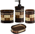Zahari Home 4pc Zambia Stylish Bathroom Accessories Set Soap Pump, Tumbler, Tooth Brush Holder and Soap Dish Modern Classic Luxury Contemporary Decor Unique Design Animal Western Bath Set by ZahariHome