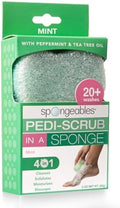 Spongables Pedi Scrub Foot Exfoliating 20+ Wash Sponge, Mint, 1 Count by Spongeables