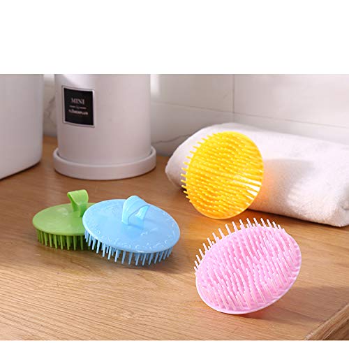 Aroveea Hair Scalp Brush Dandruff Cleaning Brush Shower Scalp Shampoo Brush Scalp Massager Pack of 4(Blue,Green,Yellow,Pink)