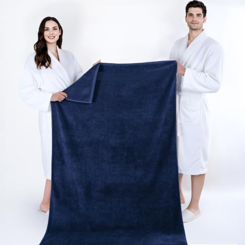 Cotton Paradise 100% Cotton Turkish Towel Set, Soft Absorbent Quick Dry, 2 Piece 35x70 Bath Sheet Set, Navy Blue - Image 5
