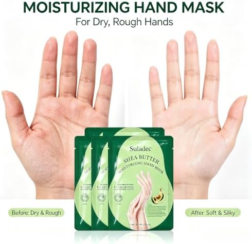 SULADEC Moisturizing Hand Mask with Shea Butter and Goat Milk, Hydrating Hand Masks for Dry Cracked Hands, Dry Skin Moisturizer for Soft and Smooth Touch Hands - Men Women - 5 Pairs - Image 6