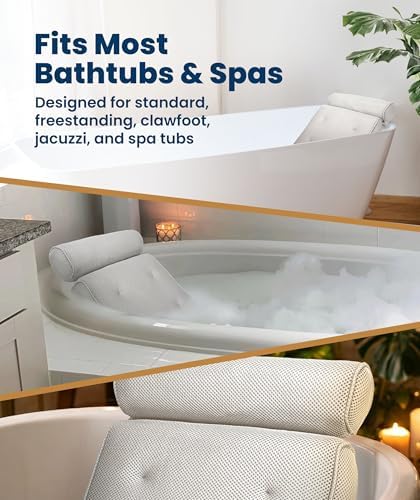 Everlasting Comfort Luxury Bath Pillow for Tub – Quick-Dry 4D Mesh – White - Image 5