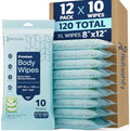 120 XL Shower Wipes Body Wipes for Adults Bathing No Rinse for Women & Men by AllSettHealth