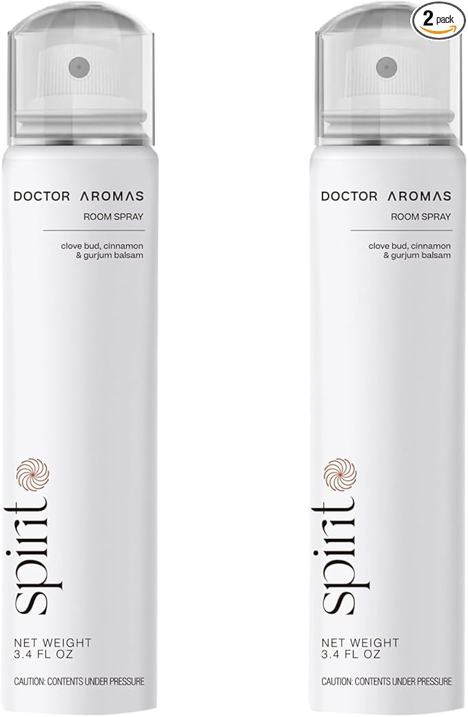 Doctor Aromas Premium Air & Room Spray – Clove & Cinnamon Long-Lasting Fragrance for Home, Bedroom or Bathroom – Powered by Everspray Tech (Pack of 2, Spirit)