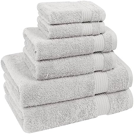Cotton Paradise Towel Set of 6, 2 Bath Towels, 2 Hand Towels and 2 Washcloths Towels for Bathroom Sets, Platinium Grey - Image 5