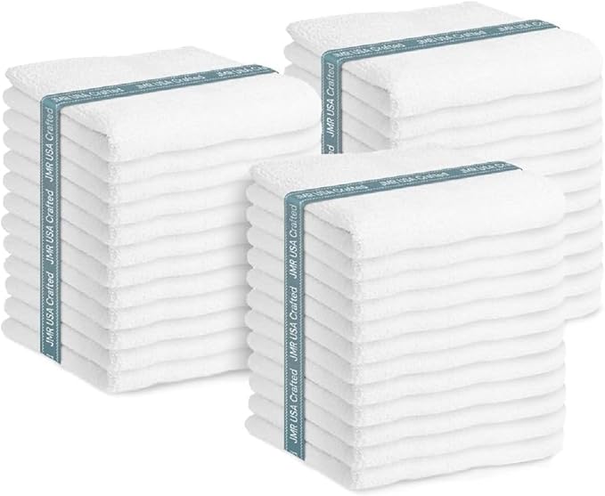 JMR White Bath Towels Bulk Pack of 36 (20x40) - 100% Cotton Lightweight & Quick-Dry Cotton Towels for Hotel, Rental Properties, Gym & Commercial Use