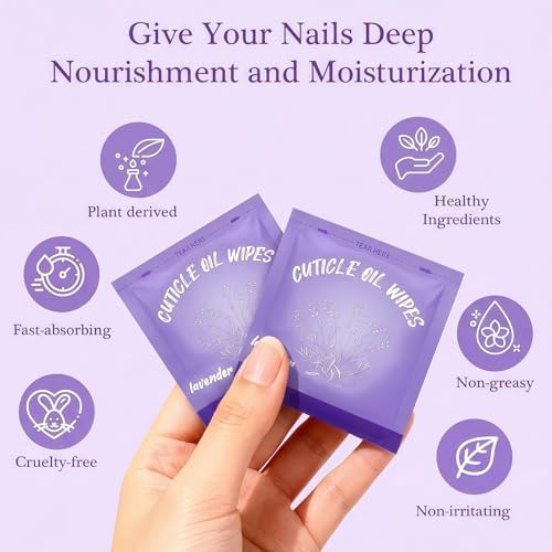 NovaCharm 100Pcs Cuticle Oil for Nails, Individually Packaged Lavender Scented Nail Care Pads for Moisturizing Cuticles -Wipes for Travel & Mini Cuticle Oil Bulk for Salon Use, Easy to Use - Image 2