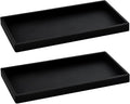 2PCS 11.8” L x 5” W Silicone Soap Dispenser Tray, Bathroom Sink Vanity Trays for Dresser Tops, Toilet, Small Black Tray for Scrubber, Lotion Bottles, Perfume, Jewelry, Candle, Key Trinket Ring-Black