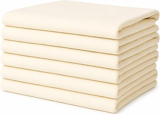 Flour Sack Towels | Tea Towel for Crafts| Kitchen Dish Cotton Blank Towel for Embroidery| Baking Bread Proofing Linen Cover| Super Absorbent Quick Dry| 6 Pack 18"x 28" Natural