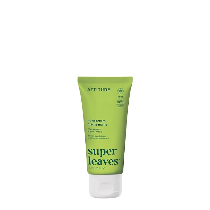 ATTITUDE Hand Cream, EWG Verified, Plant and Mineral-Based, Vegan Personal Care Products, Pear & Amber, 2.5 Fl Oz