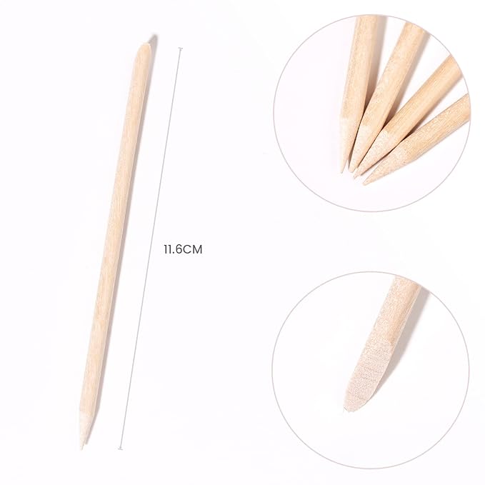 5PCS Orange Sticks for Nails Wooden Cuticle Pusher Sticks Manicure Pedicure Nail Care Rhinestone Picker Tool Non-Toxic,Skin-Safe Wooden Nail Stick