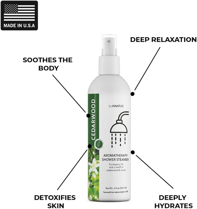 Soothing Shower Spray – 4oz Aromatherapy Shower Steamer Mist for a Spa-Like Experience – Elevates Your Shower – All-Natural Essential Oils (Cedar)