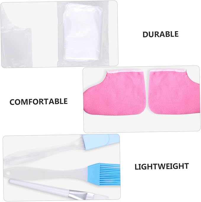 1set Paraffin Wax Hand Gloves Foot Care Supplies Hand Treatment Spa Foot Cover Moisturizing Gloves Skin Care Kit Random Color