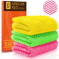 UJFQBH African Net Sponge Authentic, A Soft Yet Powerful Exfoliating Body Scrubber, Dries Quickly, and Gradually Transforms Rough Skin into Smooth 3 Pieces Rose red, Yellow, Green by BuyNow
