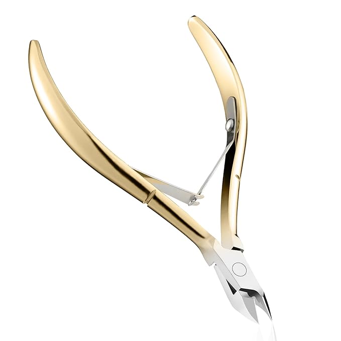 GAOY Professional Cuticle Nippers, Stainless Steel Cuticle Trimmer Nail Clippers, Remover Macicure Tool for Fingernails and Toenails, Gold
