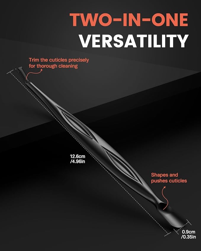 BEZOX Cuticle Trimmer - Elegant Precision Cuticles Pusher & Fork, Dual-Ended Stainless Steel Nail Care Tool for Exquisite Manicures and Pedicures - Black