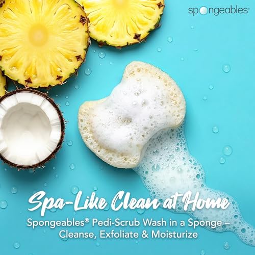 Spongables Pedi Scrub Foot Exfoliating 20+ Wash Sponge, Pina Colada, 3 Count - Image 2