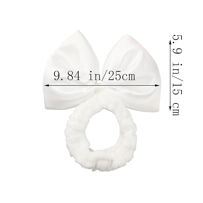 JIAHANG Large Bow Facial Spa Headband, Satin Bow Making Up Wash Hairband for Women Girls