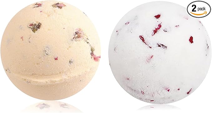 Bath Bombs for Women Spa Gift Set with Lemon Peach and Rose Milk Essential Oils Sea Salt Relaxing Birthday Gift for Her Bubble Bath Skincare Relaxation Aromatherapy Gifts 2 Pack