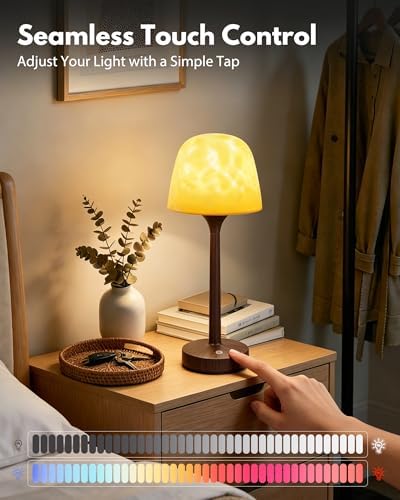 Shower Lamp - Waterproof Bathroom Lamp Ocean Wave Projector, Walnut Grain - Image 6