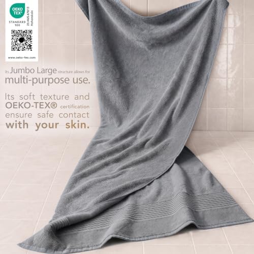 Cotton Paradise 100% Cotton Turkish Towel Set, Soft Absorbent Quick Dry, 2 Piece 35x70 Bath Sheet Set, Light Grey - Image 3